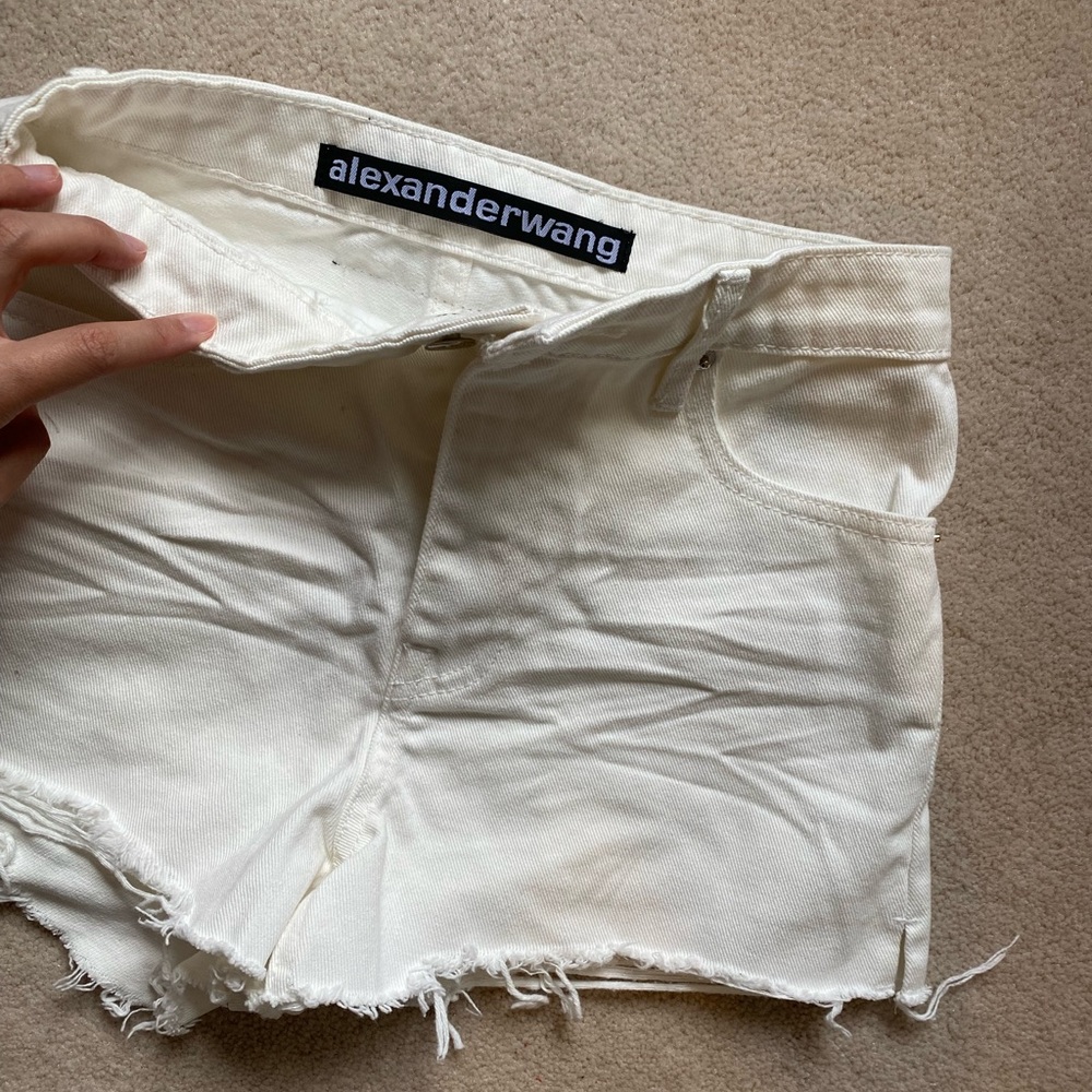 Alexander wang bite denim white shorts distressed